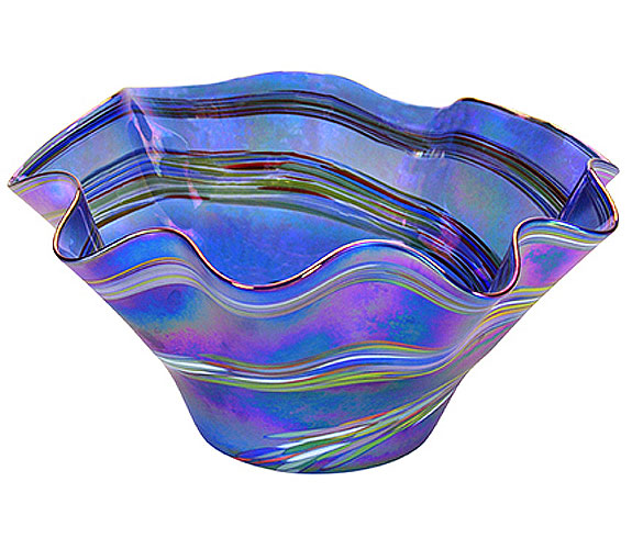Blue Rainbow Bowl by Glass Eye Studio